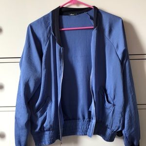 Blue silk bomber jacket